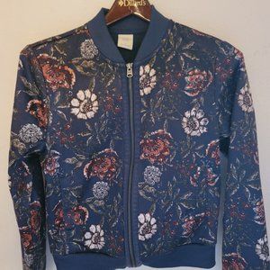 Abercrombie & Fitch Blue Grey  Floral Bomber Jacket Small Lightweight